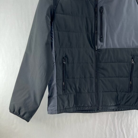 Abercrombie & Fitch Hooded Puffer Jacket Men Sz M Full Zip Colorblock Gray Black - Picture 5 of 15